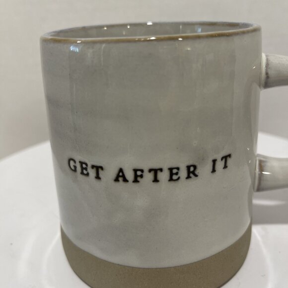 Hearth & Hand Magnolia Stoneware "Get After It" Coffee Cup Mug Bottom Raw Finish - Picture 2 of 16